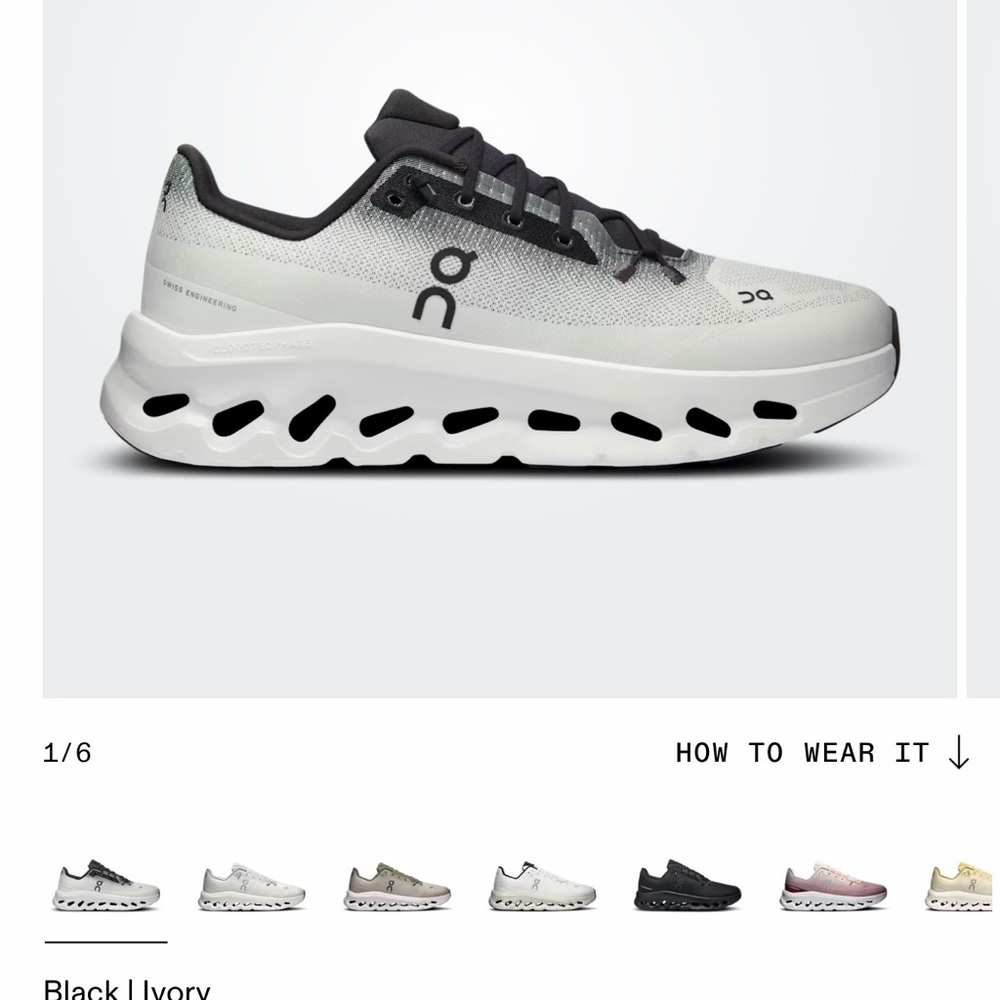 On Running Ivory and Black Athletic Shoes